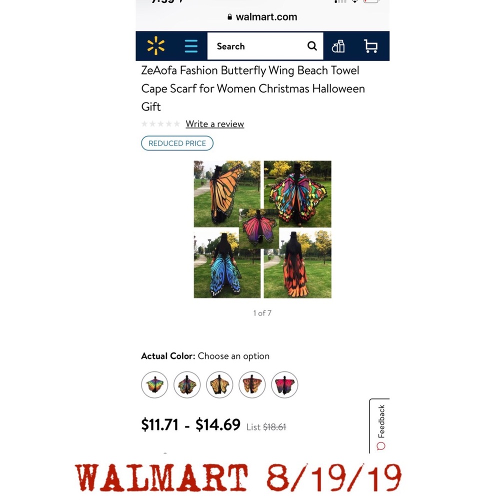 Brand New Full Length Polyester Butterfly Scarf - Picture 8 of 8